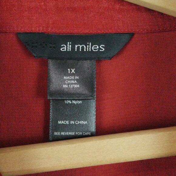 Ali Miles 1X Jacket Lagenlook Artsy Trapeze Hem Lightweight Shiny Classic - Picture 2 of 8